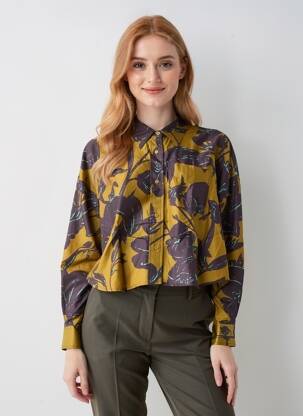 Cămașă imprimeu floral mâneci lungi galben ESSENTIEL ANTWERP femeie