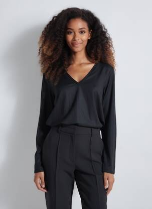Tricou mâneci lungi mâneci lungi negru MAJESTIC FILATURES femeie