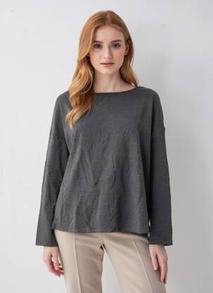 Tricou mâneci lungi mâneci lungi gri MAJESTIC FILATURES femeie