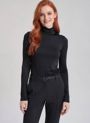 Maletă elasticitate mâneci lungi negru MAJESTIC FILATURES femeie