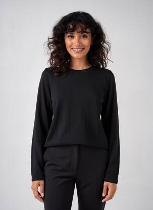 Pulover croială cambrată mâneci lungi negru MAJESTIC FILATURES femeie