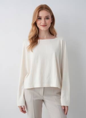 Tricou mâneci lungi mâneci lungi bej MAJESTIC FILATURES femeie