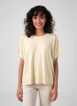 Top elasticitate mâneci scurte auriu MAJESTIC FILATURES femeie