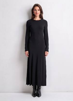 Rochie pulover croială cambrată mâneci lungi negru BA&SH femeie