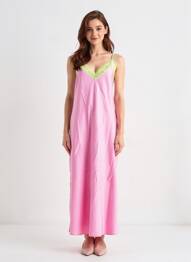 Rochie lungă mâneci cu bretele ajustabile bretele subțiri roz ESSENTIEL ANTWERP femeie