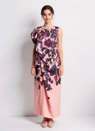 Rochie lungă imprimeu fantezie mâneci scurte roz ESSENTIEL ANTWERP femeie