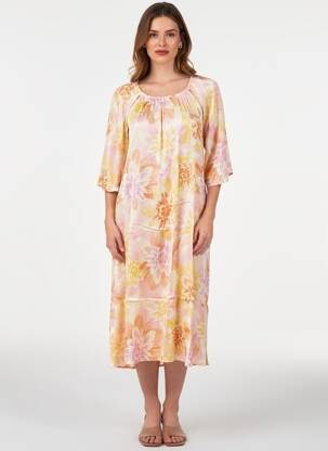 Rochie midi imprimeu fantezie mâneci scurte roz FRNCH femeie