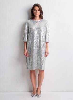 Rochie midi mâneci 3/4 mâneci 3/4 argintiu ESSENTIEL ANTWERP femeie