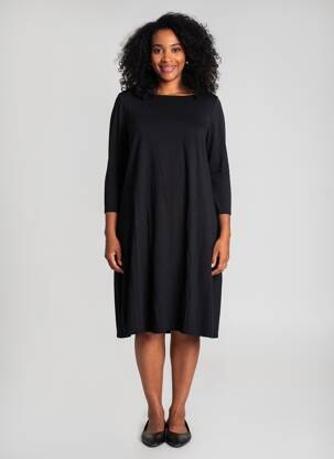 Rochie midi mâneci lungi mâneci lungi negru MAJESTIC FILATURES femme