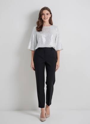 Top elasticitate mâneci 3/4 argintiu ESSENTIEL ANTWERP femeie