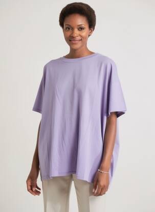 Tricou croială dreaptă mâneci scurte violet AMERICAN VINTAGE femeie