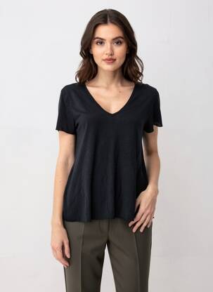 Tricou croială dreaptă mâneci scurte negru AMERICAN VINTAGE femeie