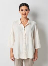 Cămașă croială dreaptă mâneci 3/4 alb MAJESTIC FILATURES femme