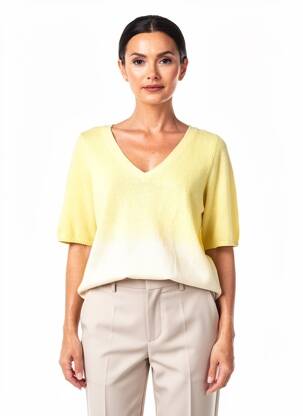 Tricou croială dreaptă mâneci scurte galben MAJESTIC FILATURES femeie