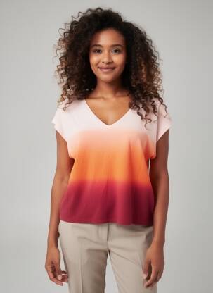 Tricou croială dreaptă mâneci scurte portocalie MAJESTIC FILATURES femeie