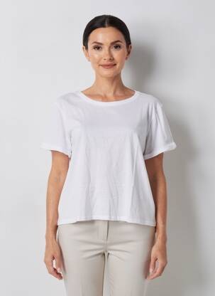 Tricou croială dreaptă mâneci scurte alb MAJESTIC FILATURES femme