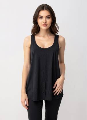 Maiou croială dreaptă fără mâneci negru MAJESTIC FILATURES femme