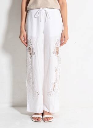 Pantalon drept talie elastică mărime normală alb ESSENTIEL ANTWERP femeie