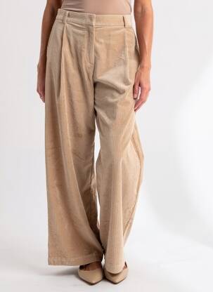 Pantalon larg talie cu cleme talie înaltă bej SESSUN femme