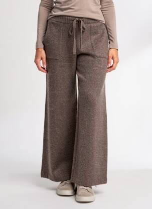 Pantalon evazat elasticitate talie înaltă maro MAJESTIC FILATURES femeie