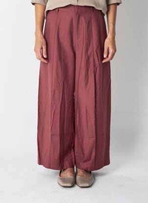 Pantalon larg țesătură poplin talie înaltă roșu AMERICAN VINTAGE femeie