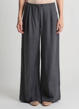 Pantalon larg închidere cu fermoar sub clapetă cu nasturi mărime normală gri AMERICAN VINTAGE femeie