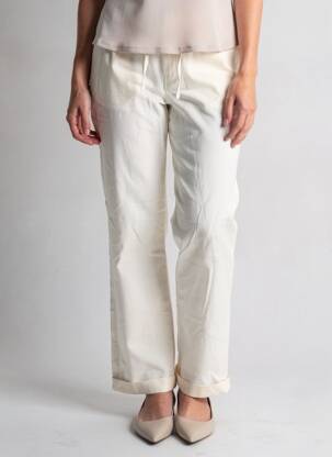 Pantalon drept țesătură poplin mărime normală bej ESSENTIEL ANTWERP femeie