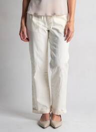 Pantalon drept țesătură poplin mărime normală bej ESSENTIEL ANTWERP femme