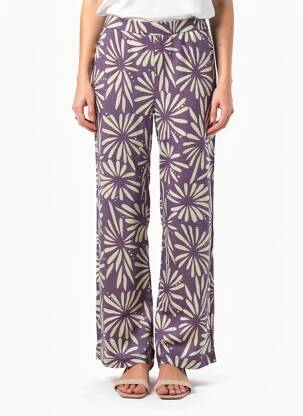Pantalon drept talie elastică mărime normală violet DIEGA femeie