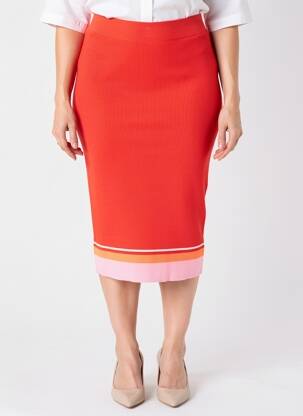Fustă midi elasticitate portocalie ESSENTIEL ANTWERP femeie
