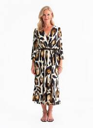 Rochie midi croială fluidă mâneci lungi maro 2W PARIS femme
