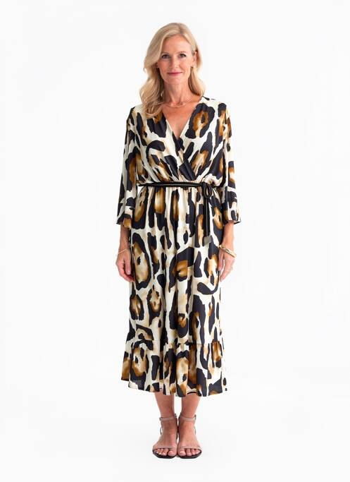 Rochie midi croială fluidă mâneci lungi maro 2W PARIS femme