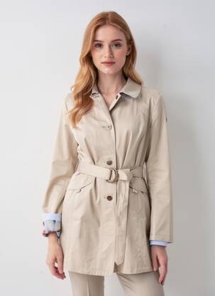 Trench țesătură poplin fără glugă bej REVER MILE femeie