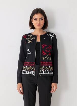 Vestă cu mâneci lungi guler rotund negru TELMAIL femeie