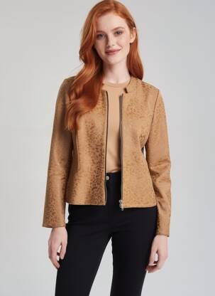 Jachete elegante guler în v bej GEVANA femeie