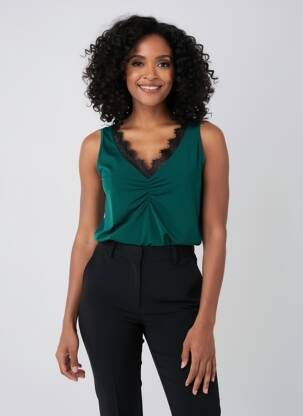 Top guler în v fără mâneci verde SPG WOMAN femeie