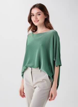 Pulover croială dreaptă fără mâneci verde închis D&Z FASHION femeie