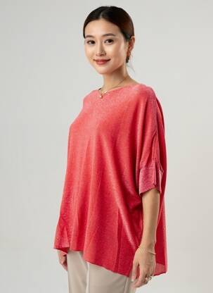 Pulover croială dreaptă fără mâneci roșu D&Z FASHION femeie