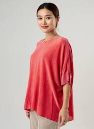 Pulover guler rotund fără mâneci roșu D&Z FASHION femeie
