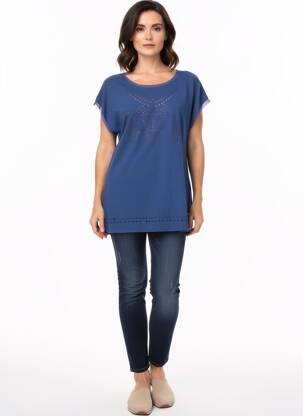 Tricou croială dreaptă mâneci scurte albastru KATMAI femeie