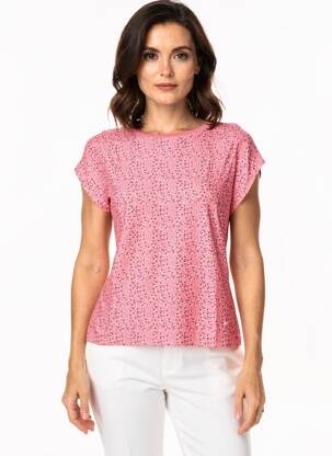 Tricou imprimeu fantezie mâneci scurte roz KATMAI femeie