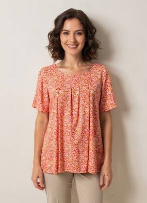 Tricou imprimeu fantezie mâneci scurte roșu PLURIELLES femeie