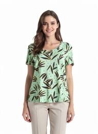 Tricou imprimeu fantezie mâneci scurte verde FRANCE RIVOIRE femme