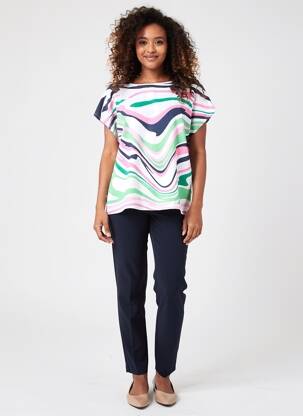 Tricou croială dreaptă mâneci scurte alb MARBLE femeie