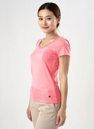 Tricou croială cambrată mâneci scurte roz C'EST BEAU LA VIE femme