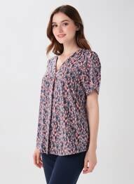 Tricou imprimeu fantezie mâneci scurte albastru DIANE LAURY femme