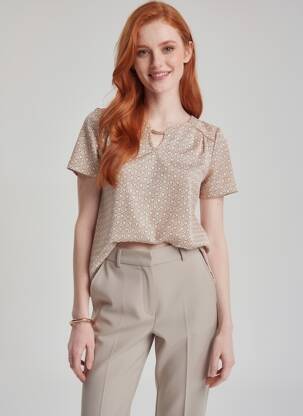 Tricou imprimeu fantezie mâneci scurte portocalie DIANE LAURY femeie