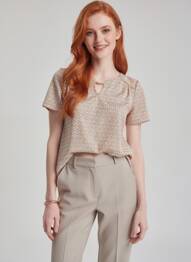 Tricou imprimeu fantezie mâneci scurte portocaliu DIANE LAURY femeie