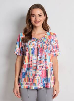 Tricou imprimeu fantezie mâneci scurte albastru GRIFFON femeie
