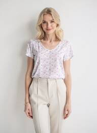 Tricou croială dreaptă mâneci scurte alb C'EST BEAU LA VIE femme